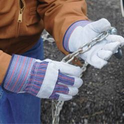 Leather Palm Work Gloves w/ Safety Cuff