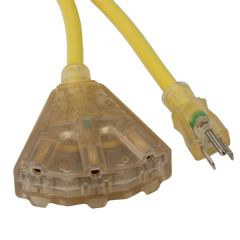 Extension Cord 100' Yellow Triple Tap