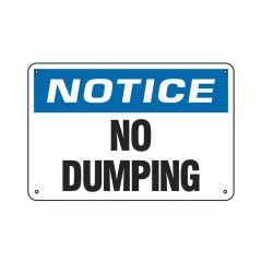 Sign "No Dumping" Aluminum 12" x 18"